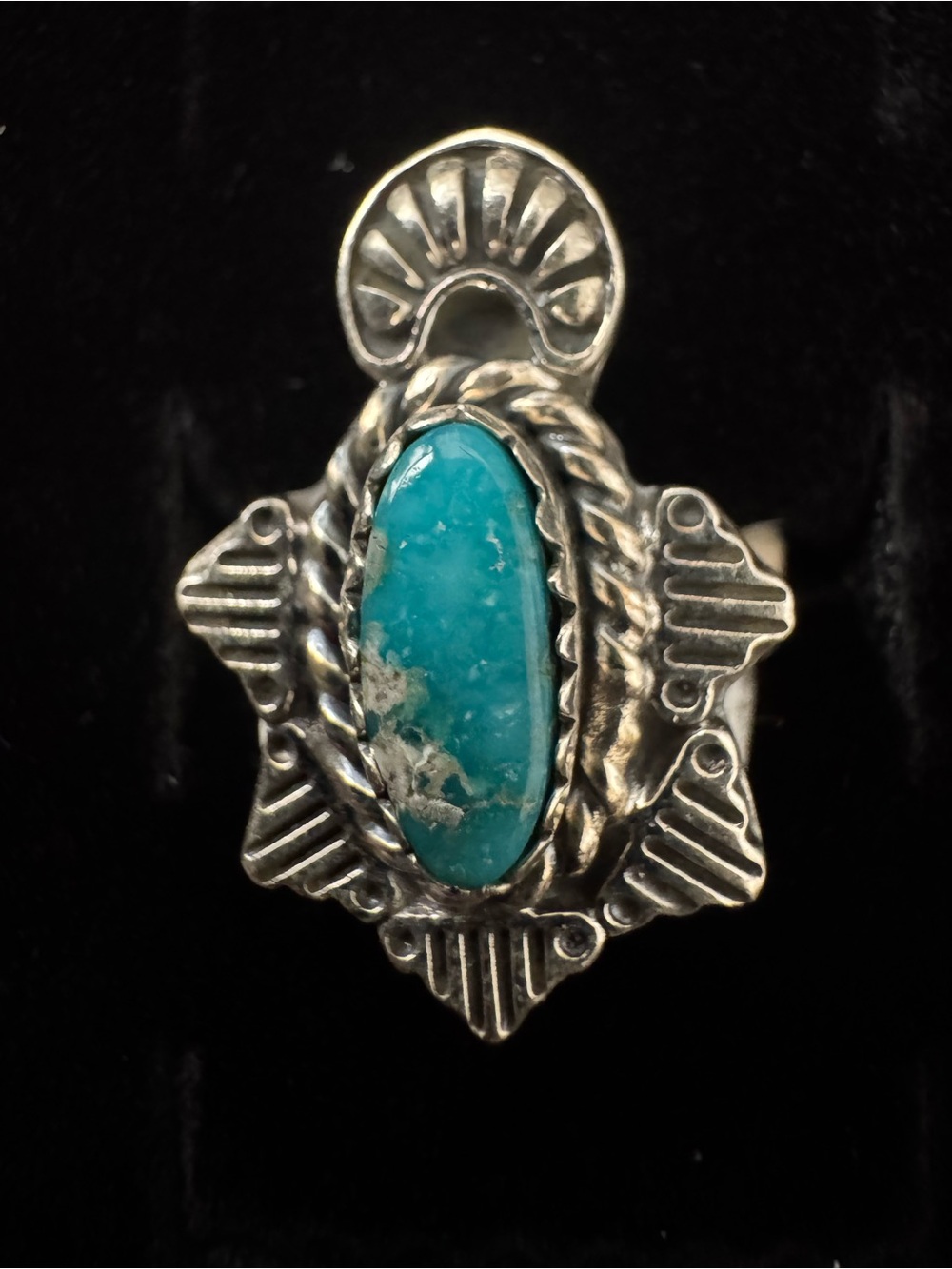 Whitewater, genuine Turquoise Oval Sterling-Silver Statement Ring